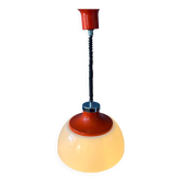 Suspension Space Age massive in white plexiglass Mid-Century with a red top cap.