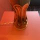 Brass shell socket lamp from the 1st WW, black pyramidal lampshade in Carlucci linen.