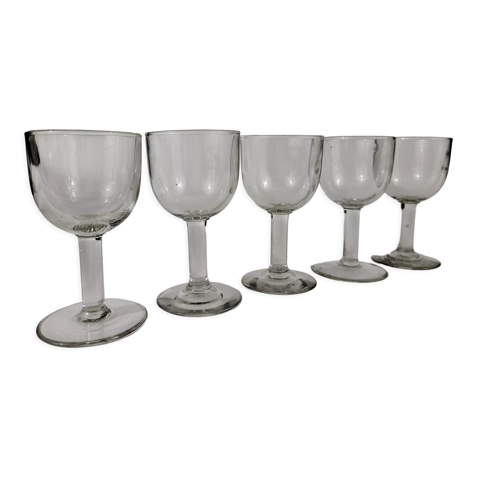 Set of 5 glasses blown balloon XIXth