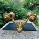Wall light with 2 branches in baroque brass lion design.