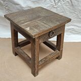 Petit tabouret en teck avec 1 tiroir