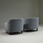 Set of 2 ice blue Mohair lounge chairs, 1950s Italy.