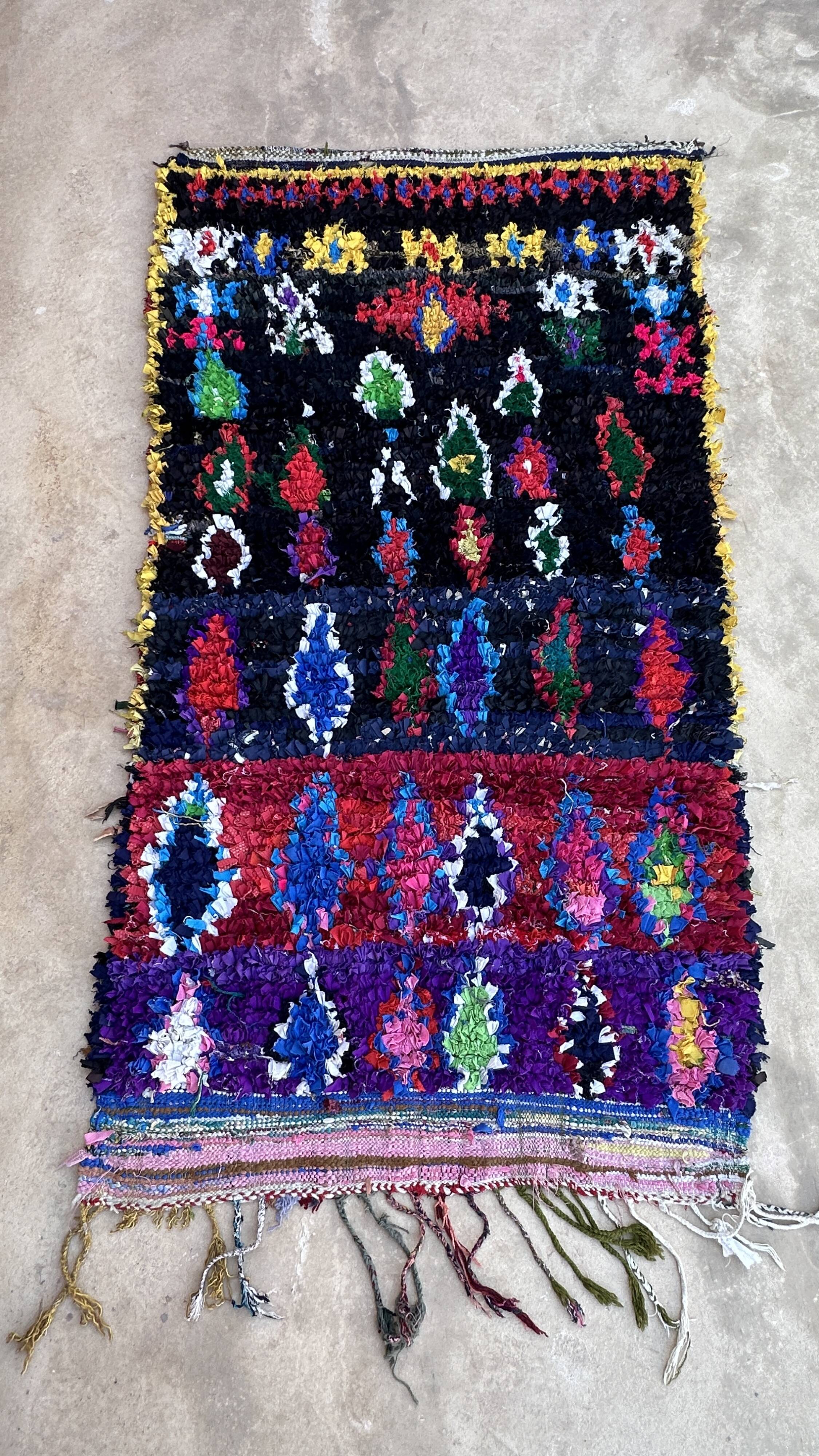 Moroccan carpet Boucherouite colored - 128 x 226 cm