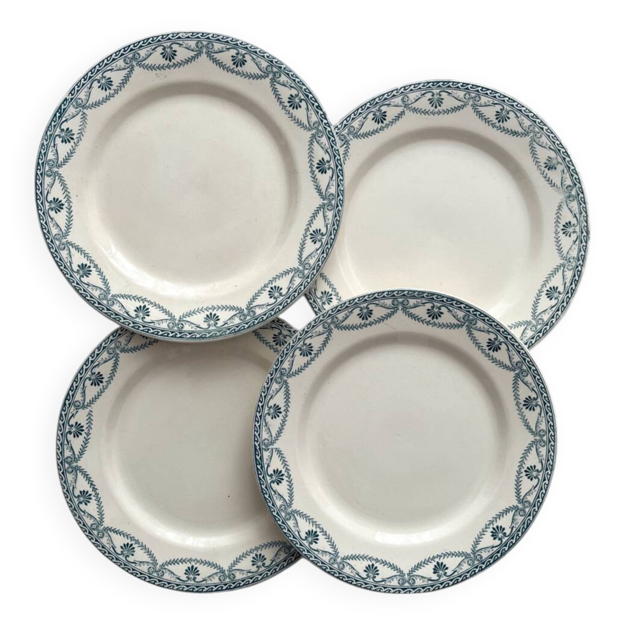 4 flat ironstone plates “Empire” Salins