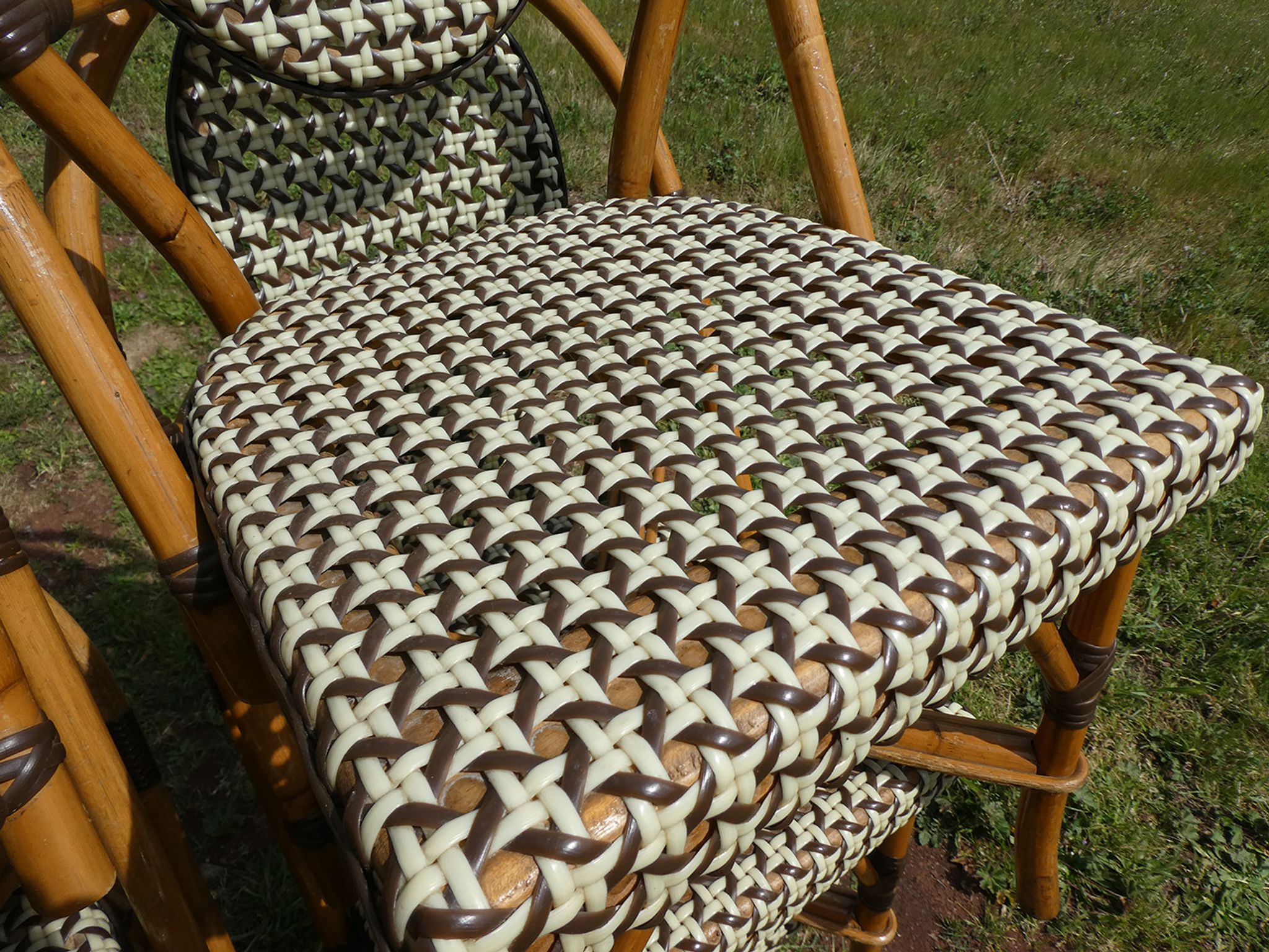 Set of 6 chairs bistro terrace "Parisian" rattan and brown braiding