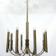 Sciolari, Vintage Italian large 8 lights brass chandelier. 1970s