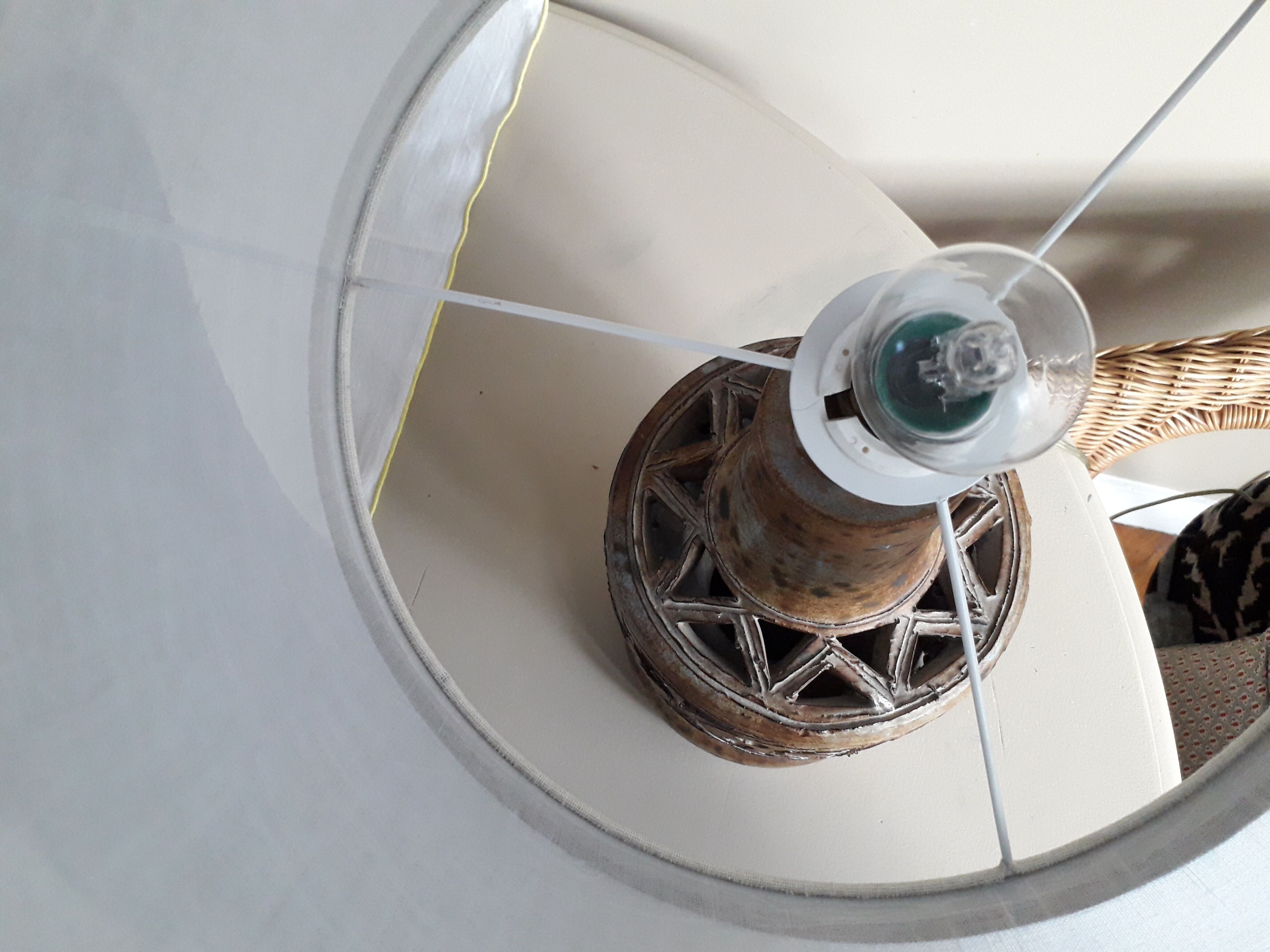 Sandstone lamp from the 60s signed Agnès Escala