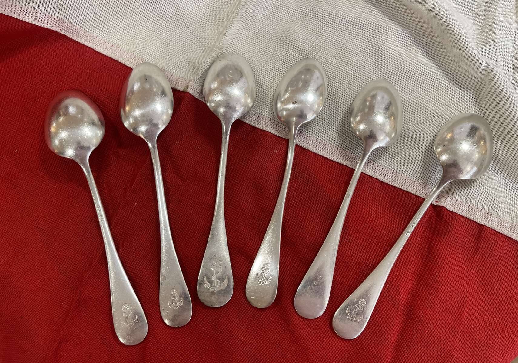 Set of 6 silver-plated French Navy dessert spoons