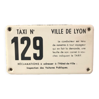 Lyon taxi enamelled plate