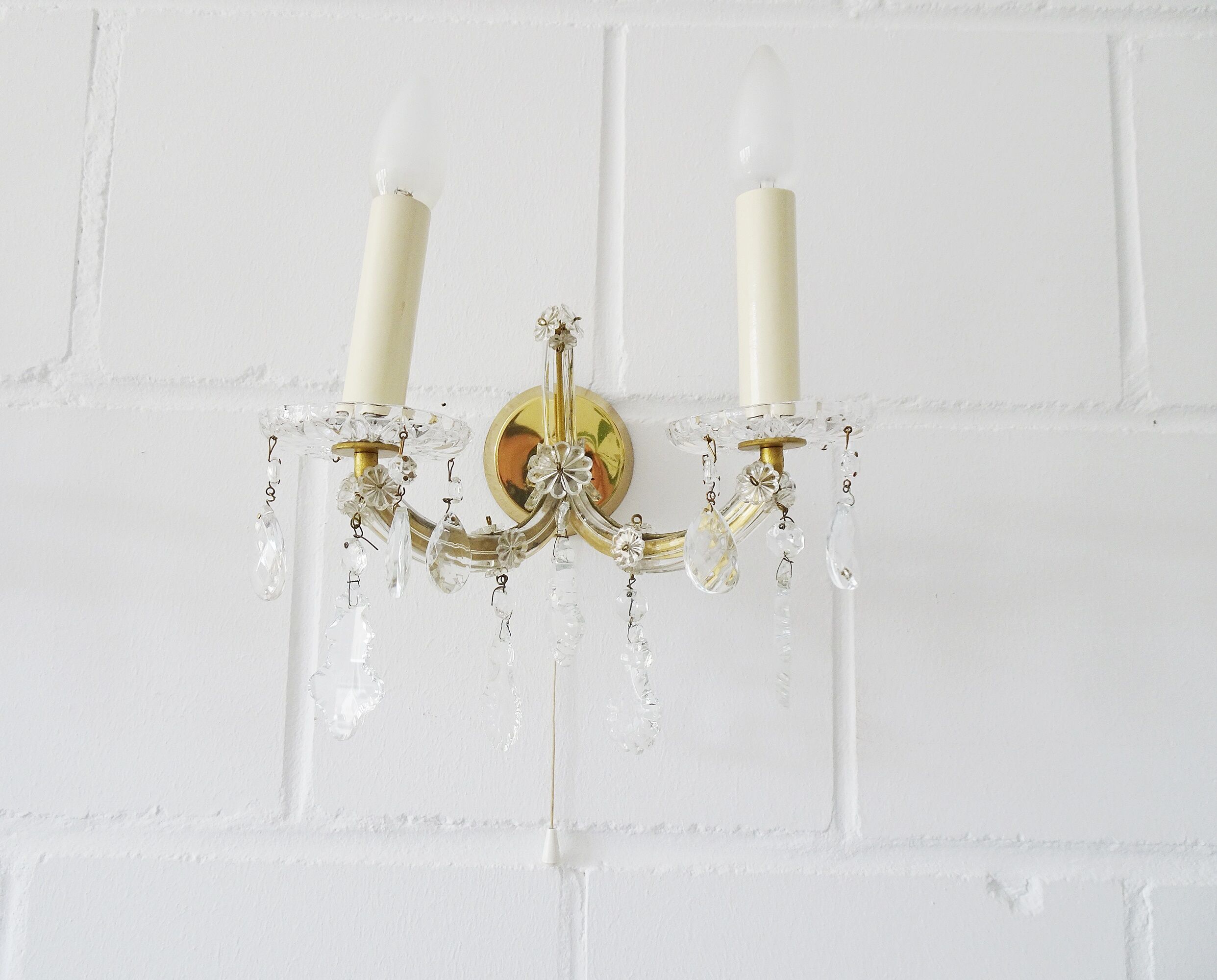 Wall lamps set made of crystal glass
