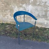 Série de 6 fauteuils design italien en cuir et métal chromé vintage