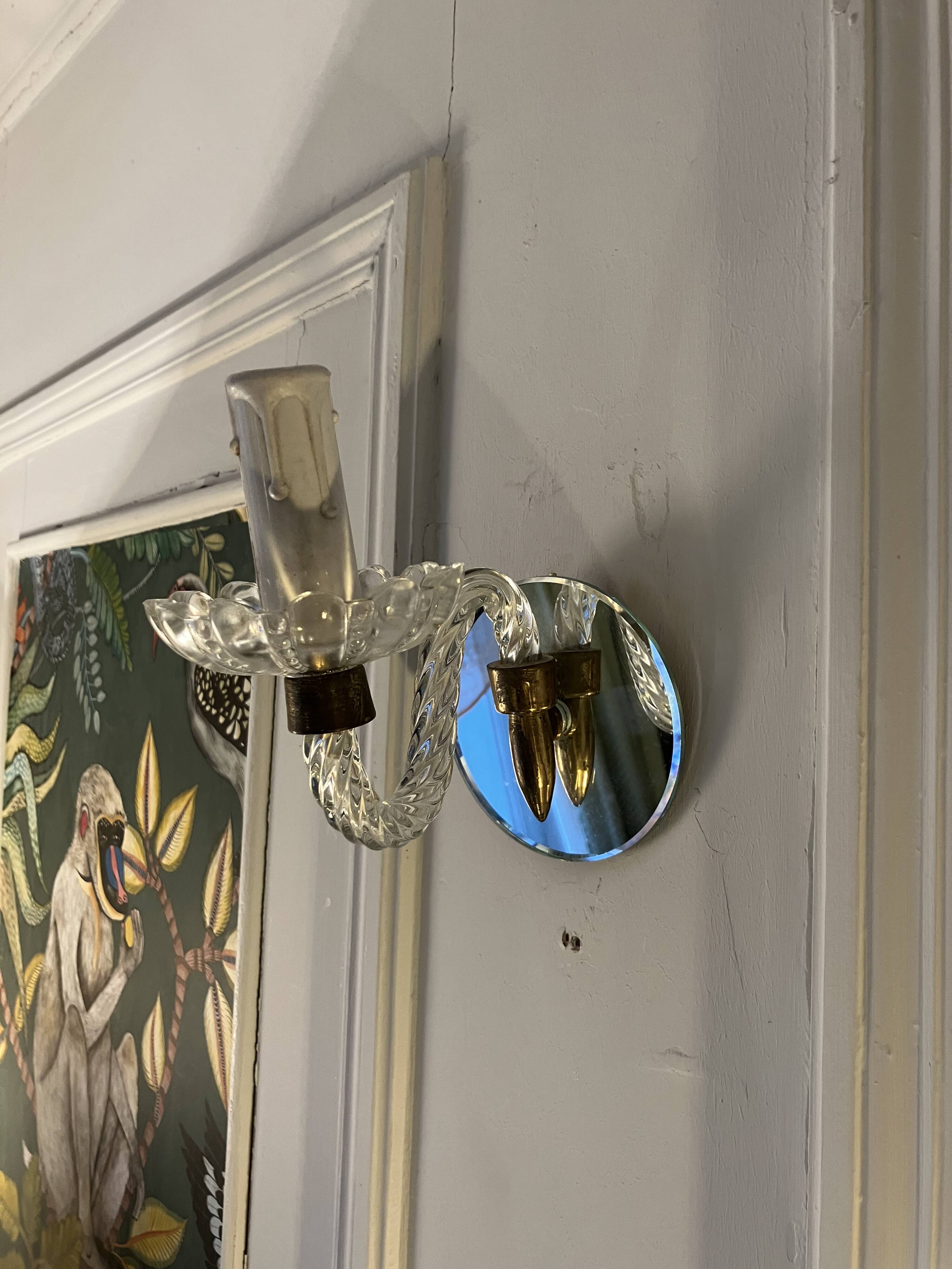 Pair of glass wall lamps