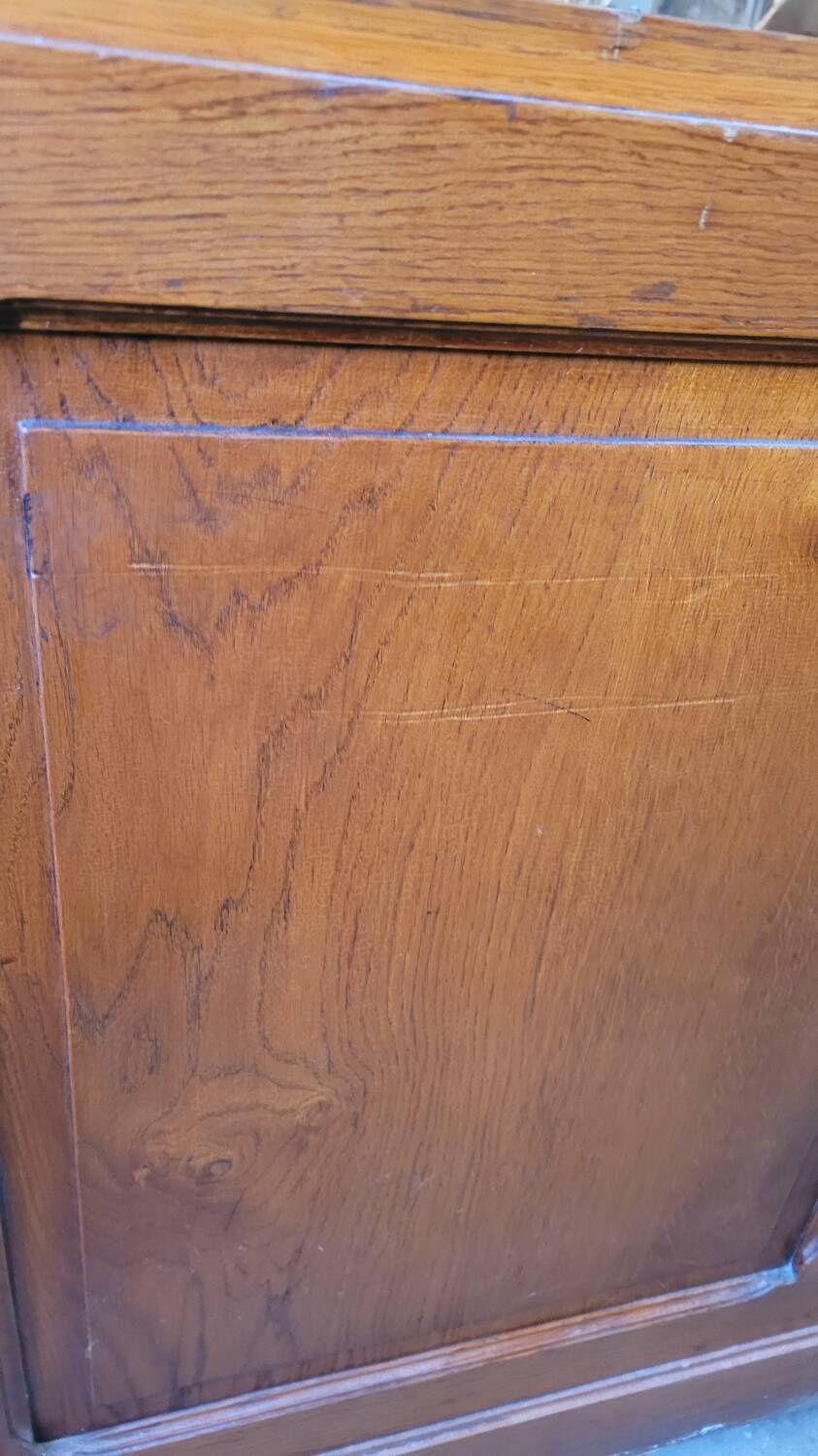 Shop counter display cabinet with old drawers, 1900s