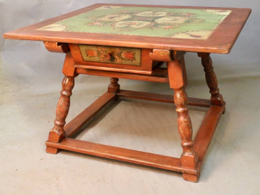19th-century painted wooden changing table
