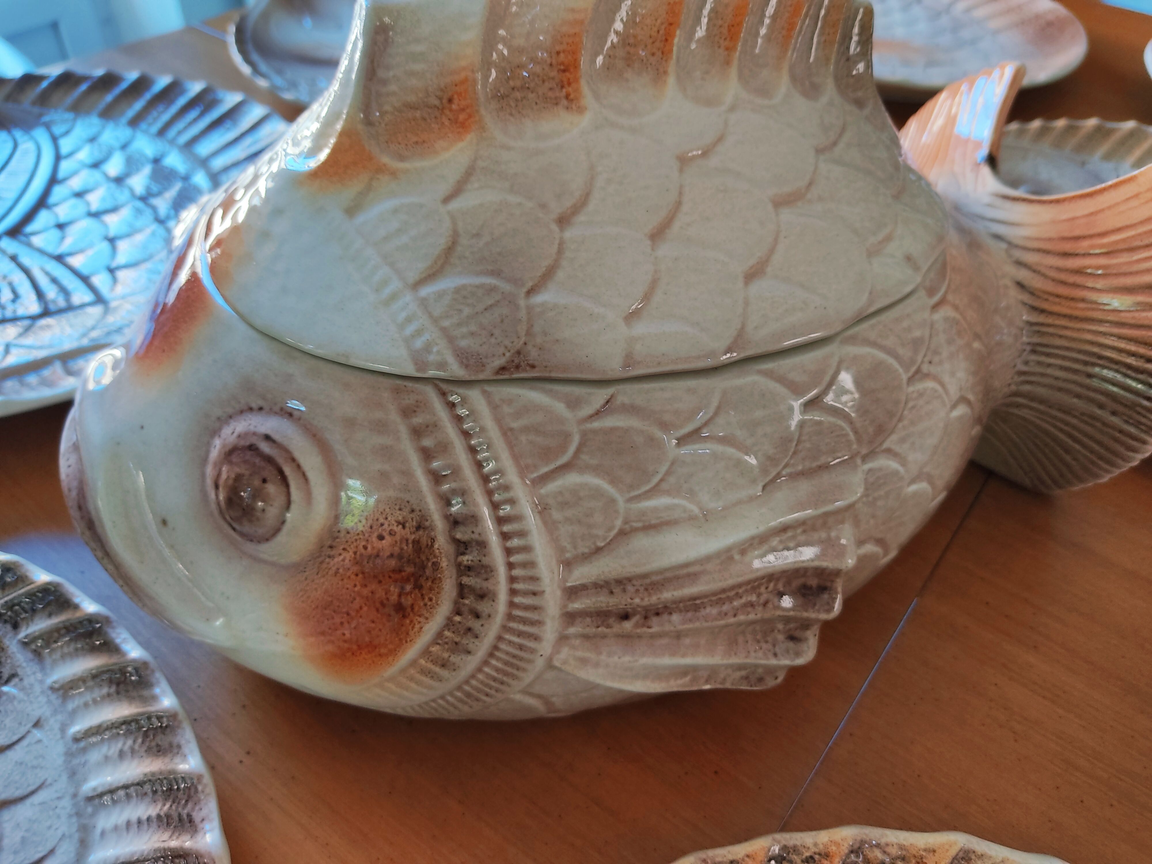 Bouillabaisse earthenware service from sarguemines vintage