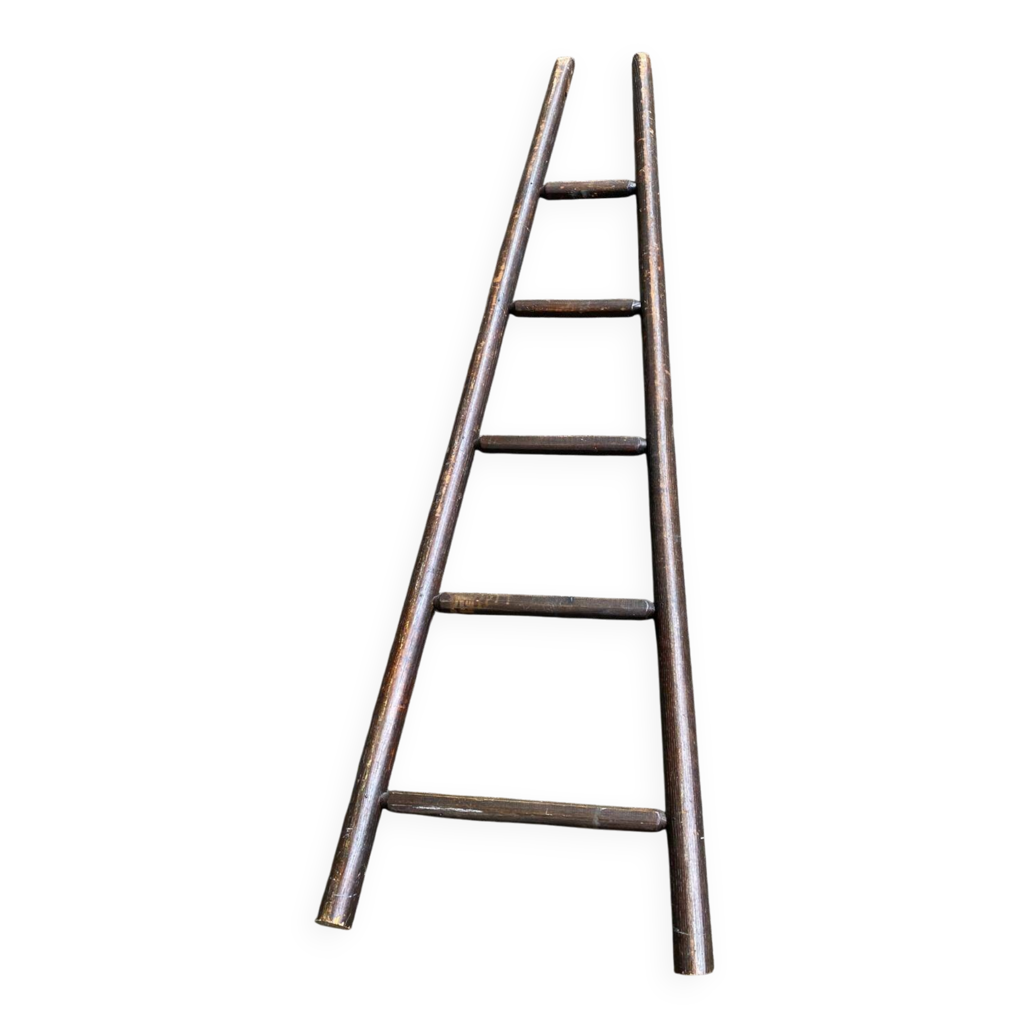 Vintage solid wood ladder with 5 rungs from the 19th century.