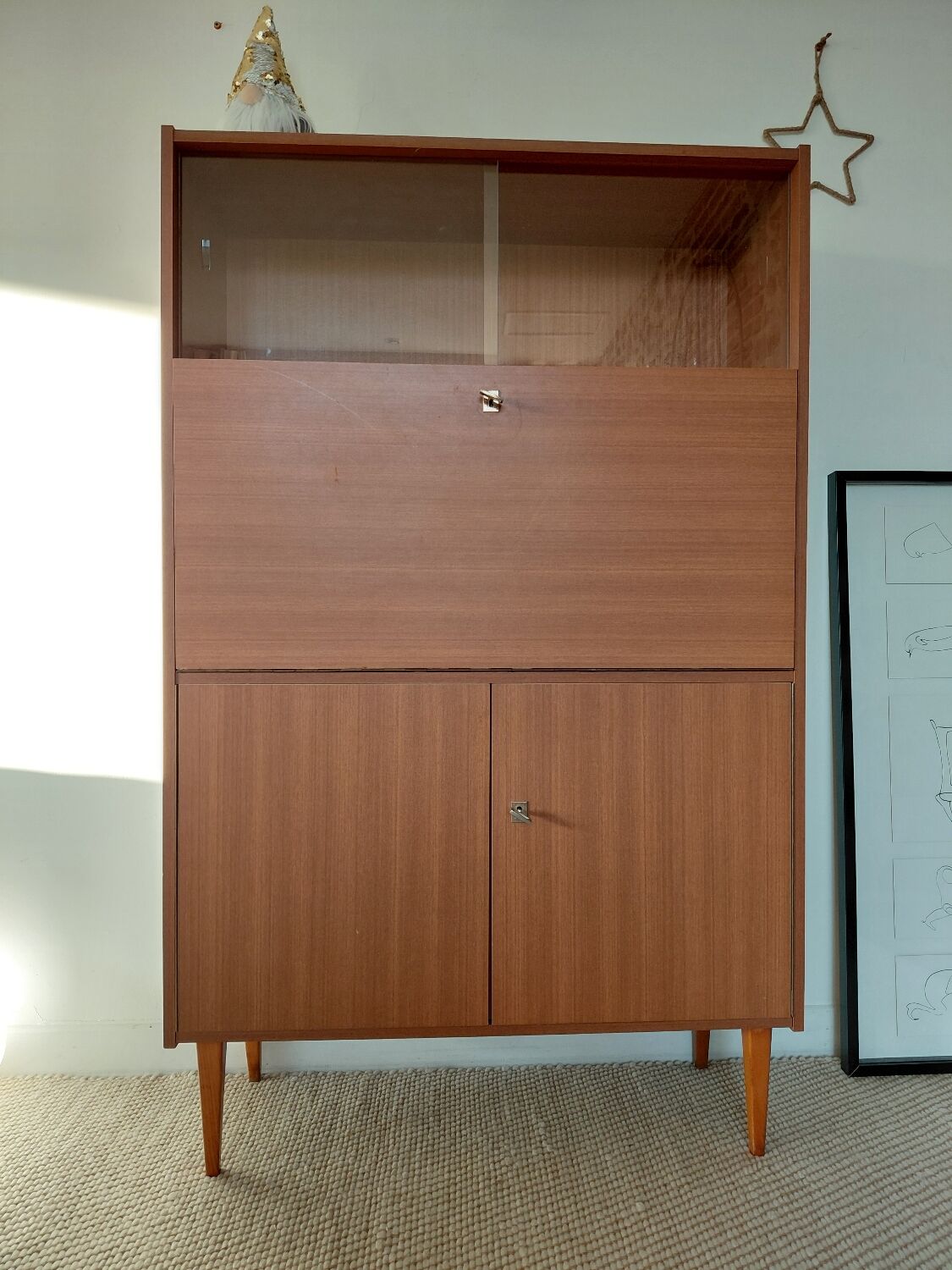 Vintage Scandinavian secretary desk from the 1960s - mid-century design.