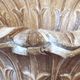Italian dining table in carved oak with a glass top, vintage.