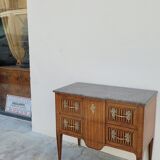 Commode sauteuse Louis XVI en marqueterie 19ème
