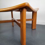 Square coffee table in wood and smoked glass