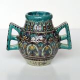 Polychrome ceramic vase in flowing enamel from Nabeul with mihrab decoration.