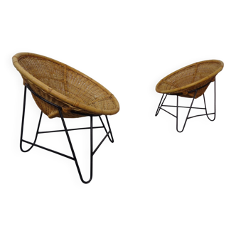 Mid-Century German Bamboo Chairs, 1960s, Set of 2