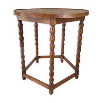Round wooden side table