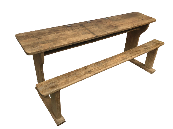 School desk and bench 3 places child wood