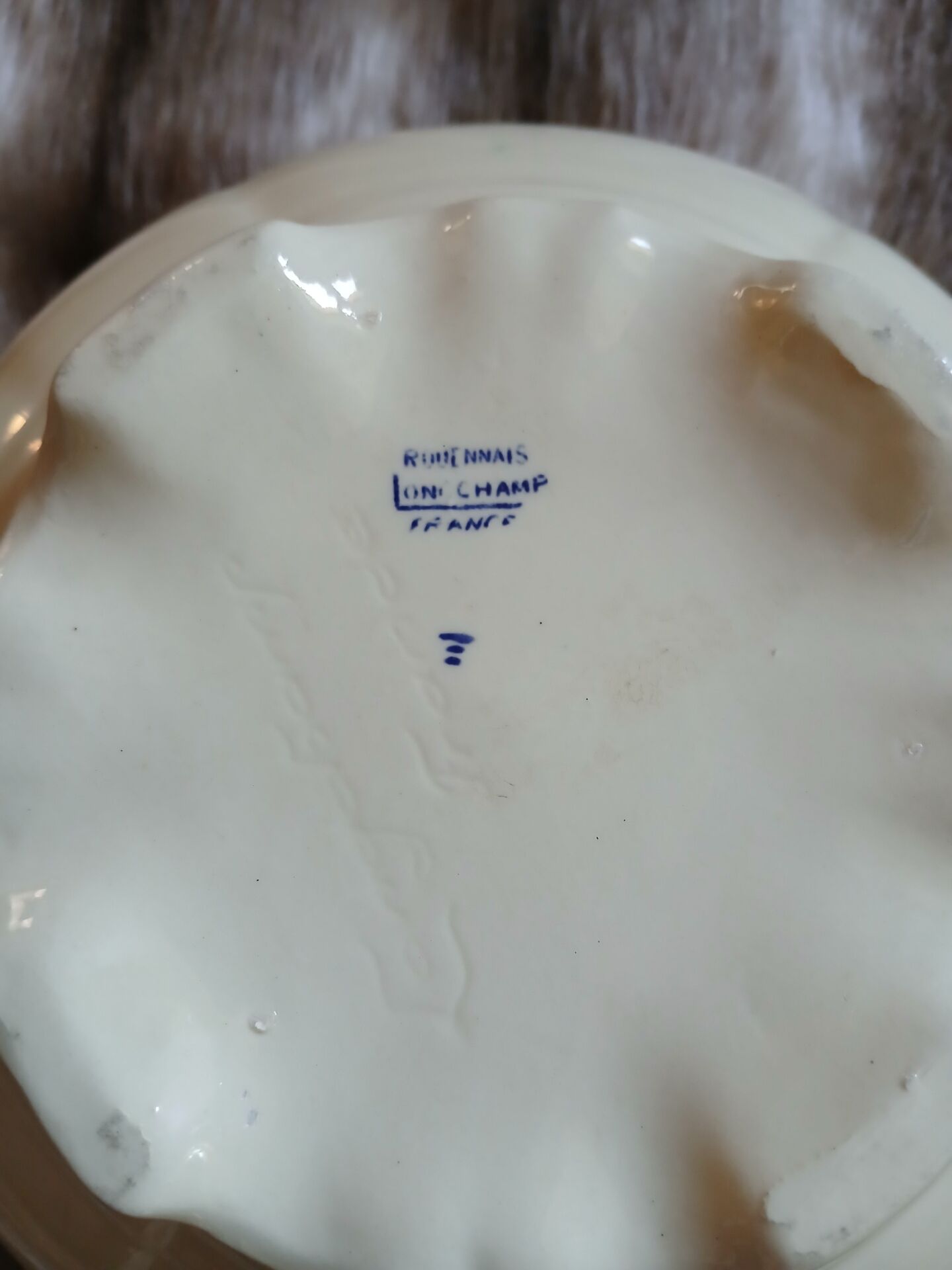 Small soup tureen in Longchamp ironstone.