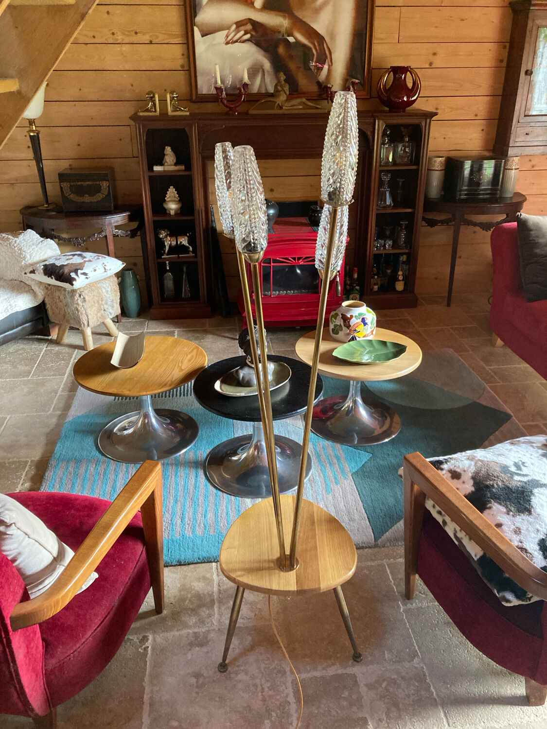 Vintage four-branch tripod lamp