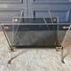Foldable magazine holder in smoked glass and metal chrome dore 1970