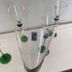 A Set of 6 Hand-blown Emerald Green Cobalt Blue Stem Champagne Flutes Art