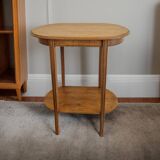 Oval side table with double top in wood - Art Deco style 1940s