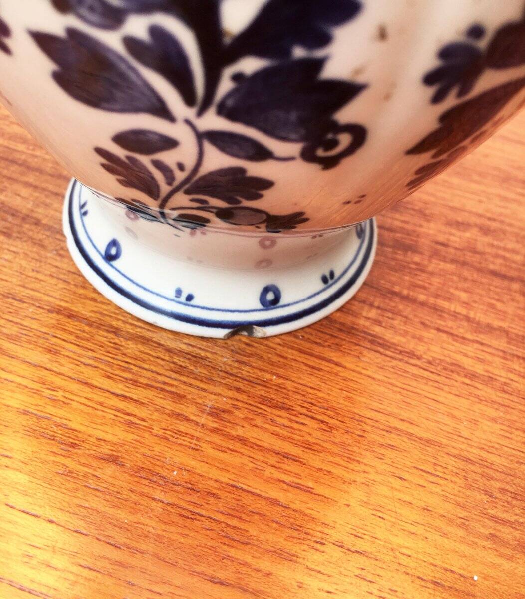 Vintage Dutch Delft blue table lamp by Zenith, Gouda