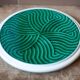 Sarreguemines emerald green trivet, green earthenware trivet, flat support, modernist
