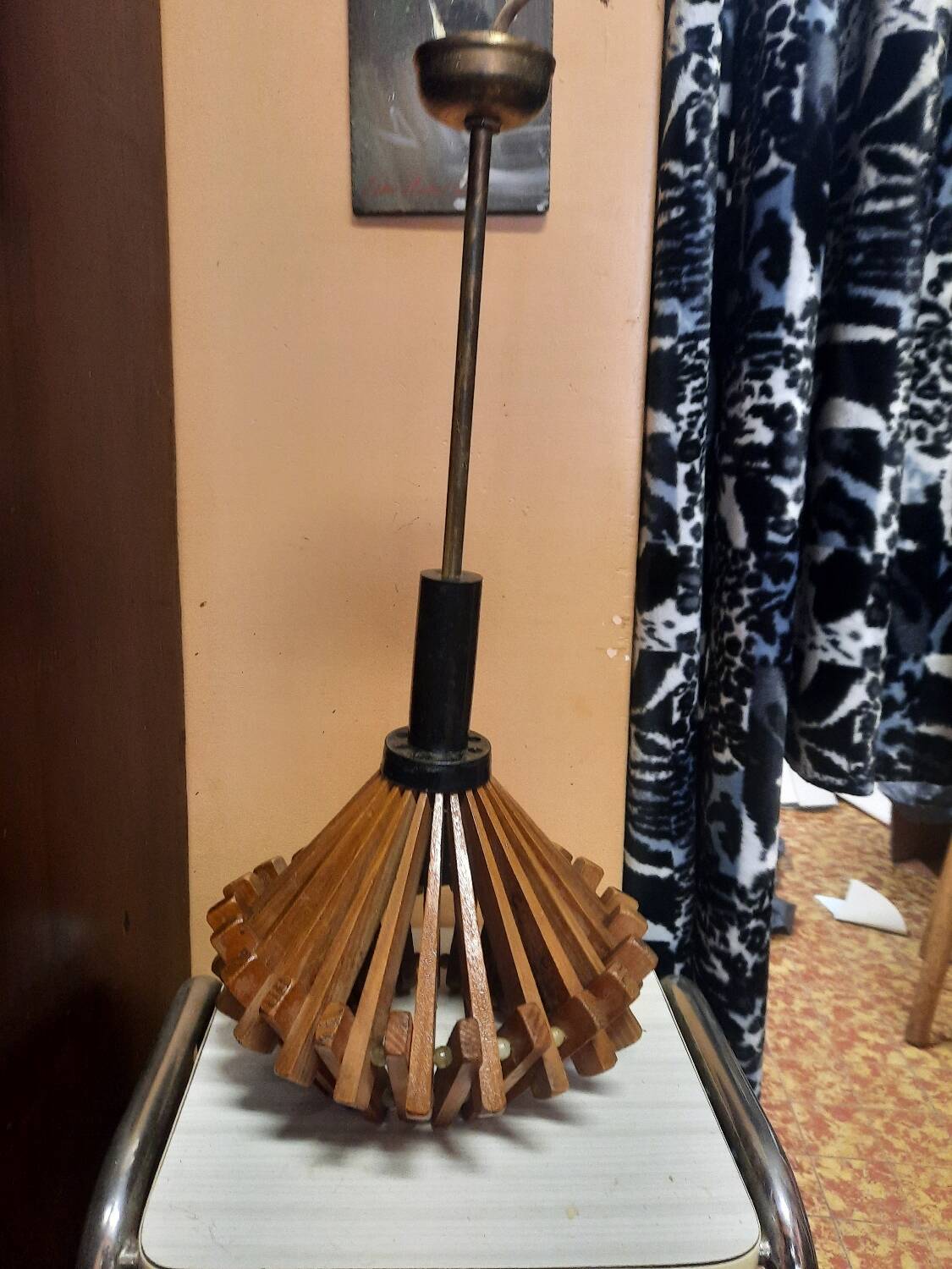 Vintage wooden pendant light