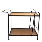 Vintage steel and rattan dessert trolley on wheels
