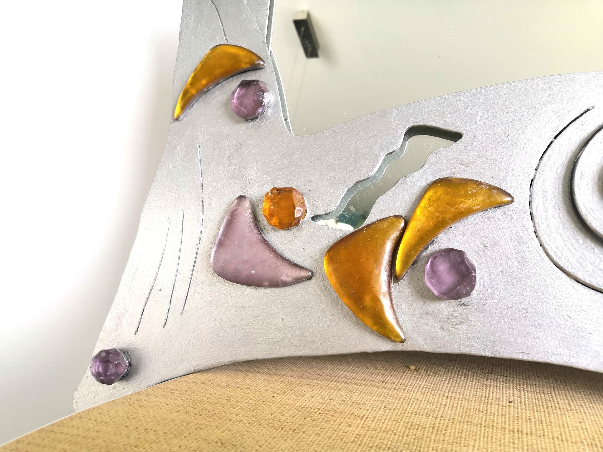Miroir forme libre design "A Cause d'elle" années 90