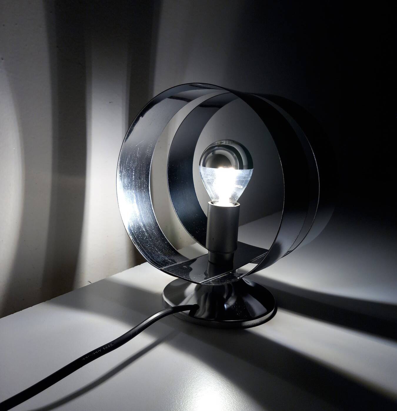 Vintage Table Lamp • Rings • Steel • Space Age • 1970