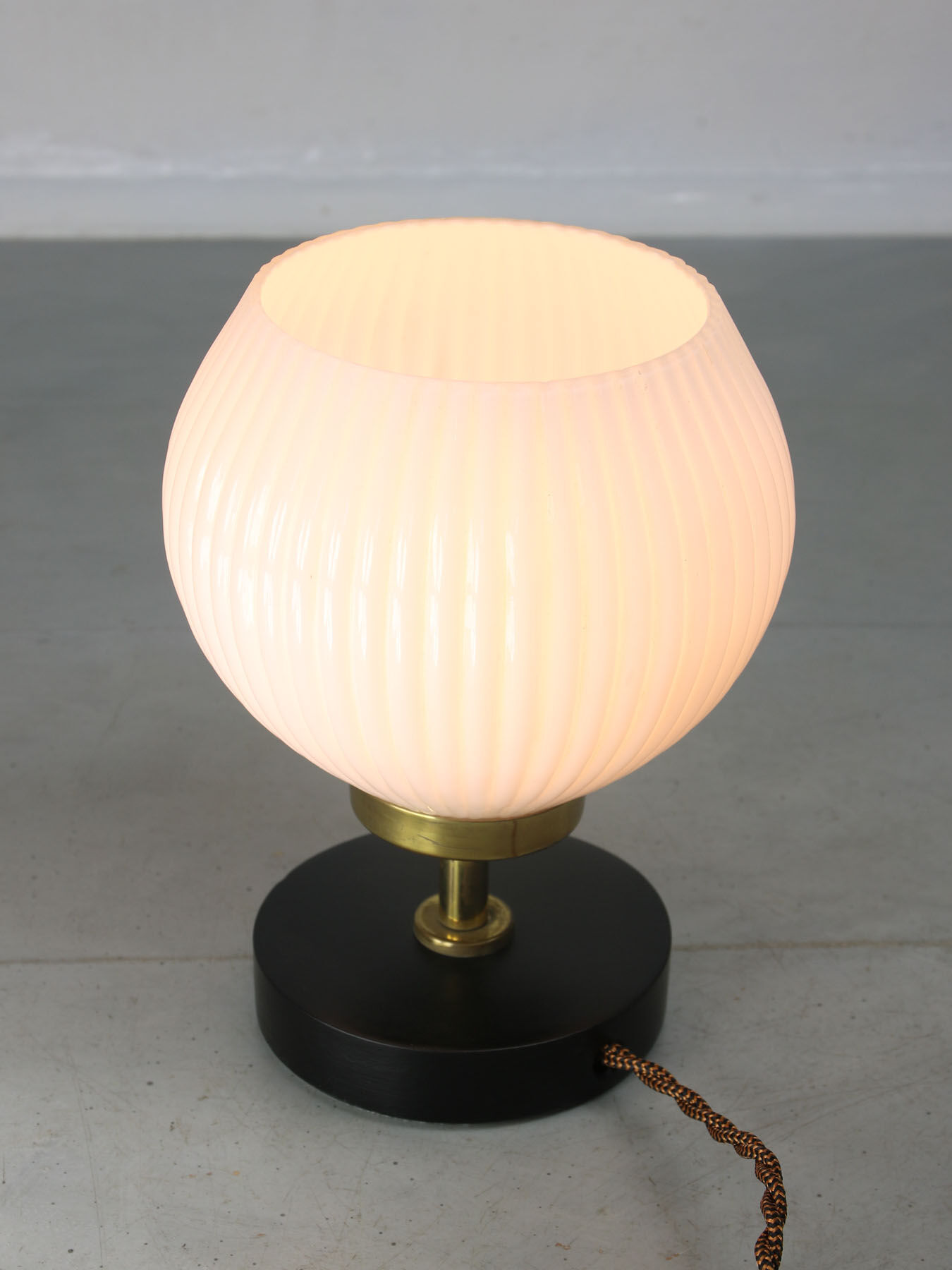 Mid-century brass & opaline table lamp