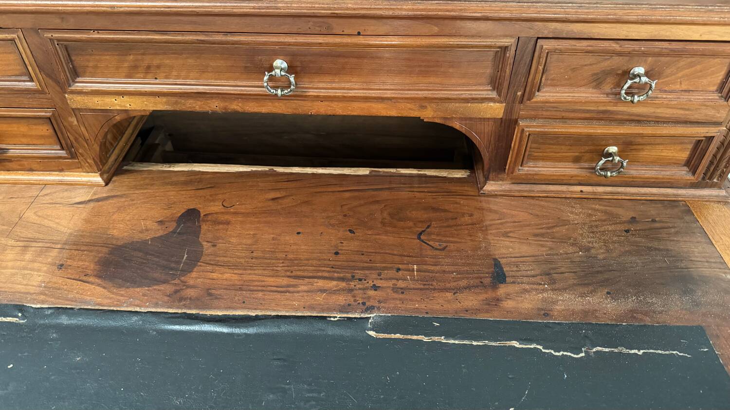 19th century walnut stepped desk