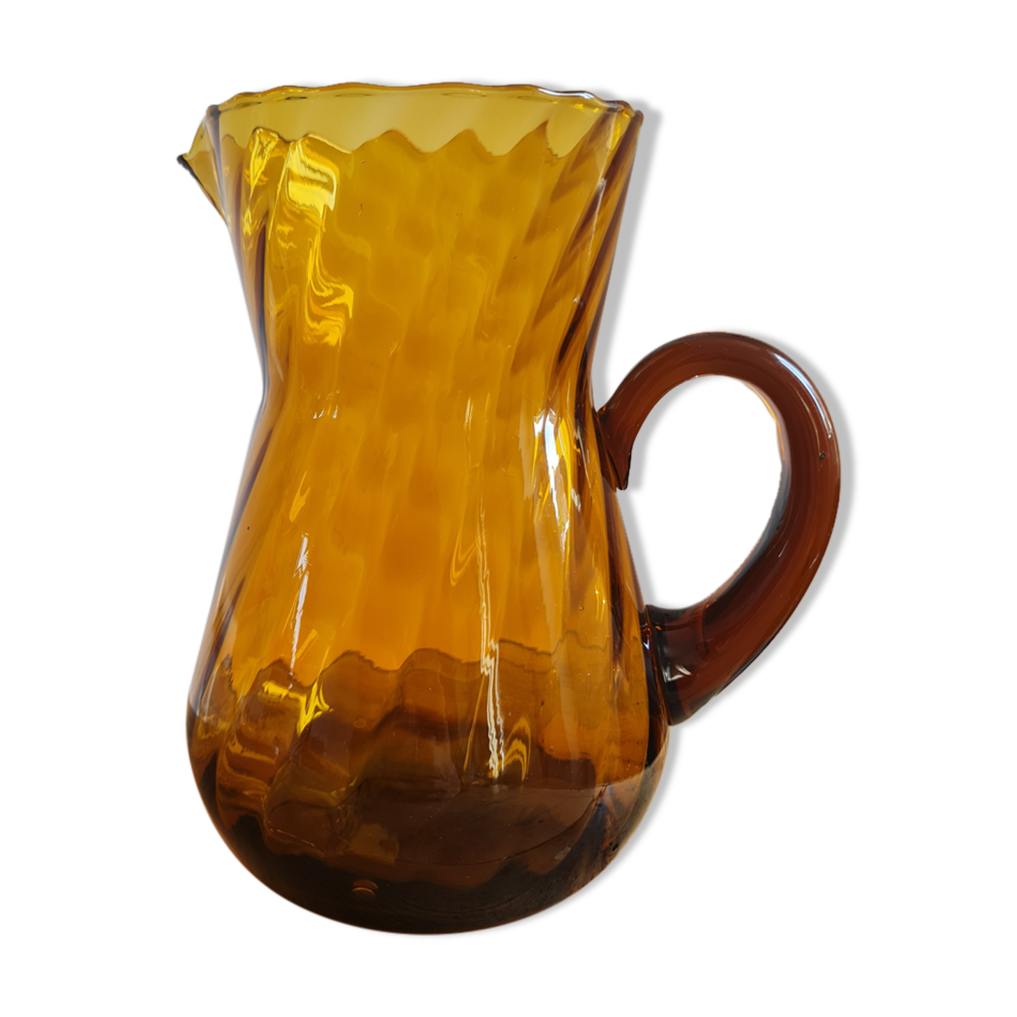 Amber blown glass decanter