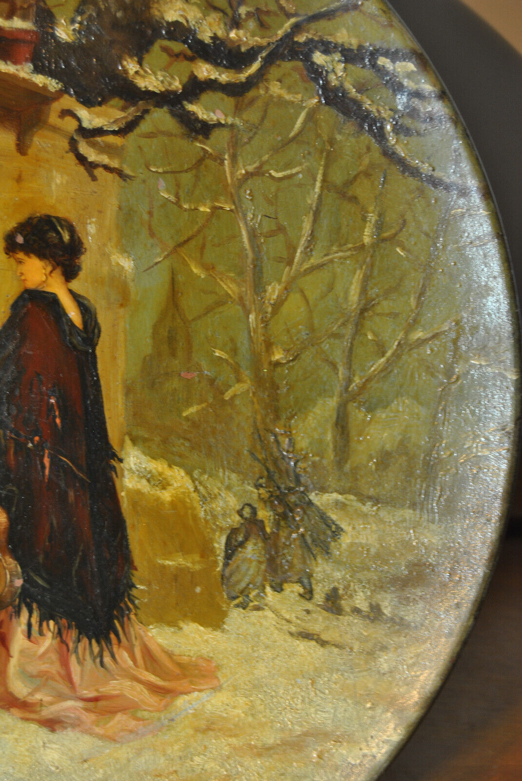 Alsatian terracotta dish painted decorative 19th century