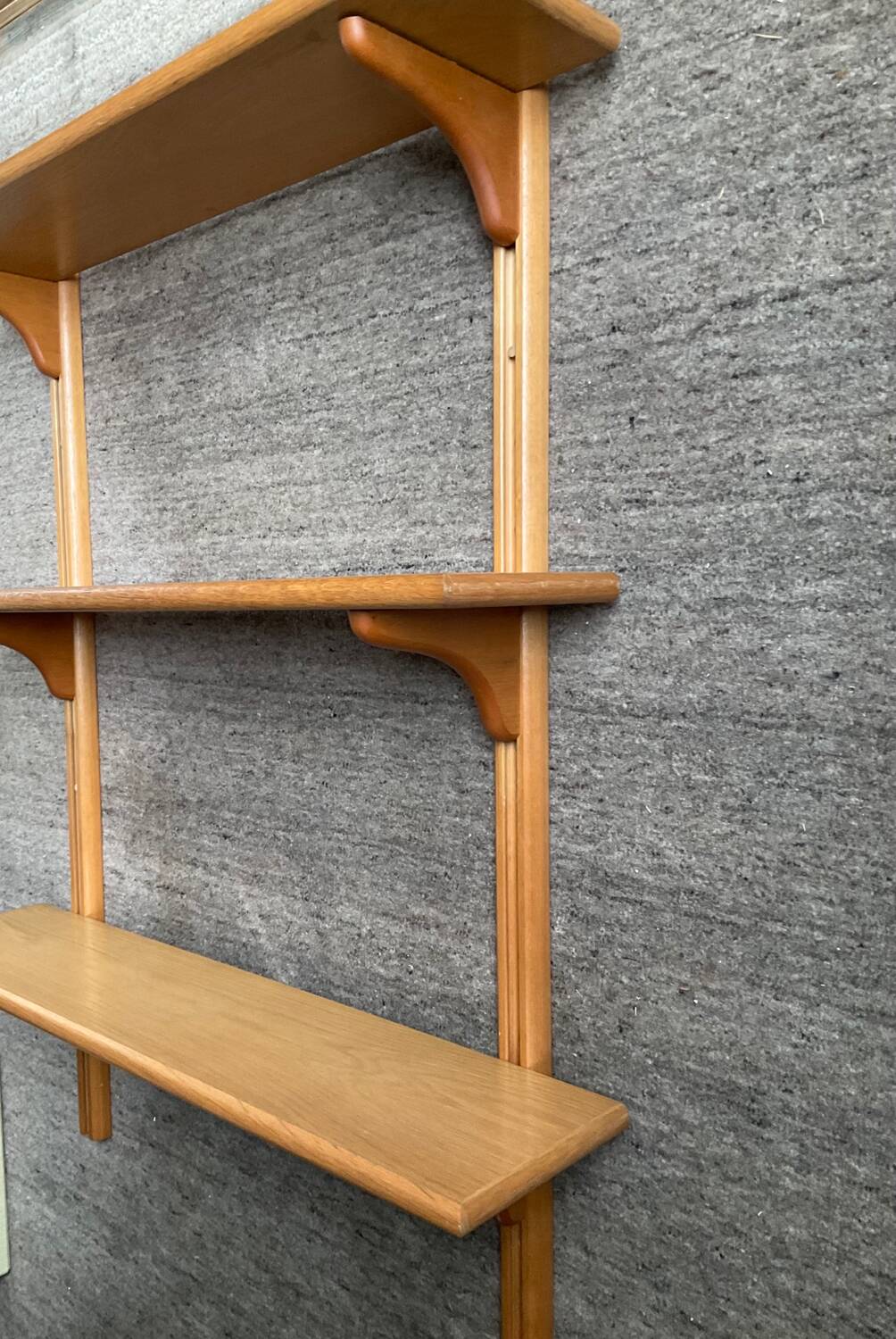 Vintage beech wall shelf