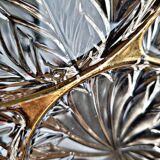 Vintage glass moulded aperitif server with handles and gilding.