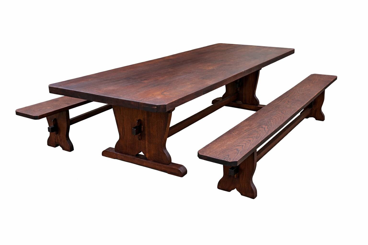 Pair of farmhouse benches 300 cm oak
