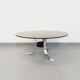 Vintage round coffee table in glass, chromed metal and black metal Space Age style of the 70s