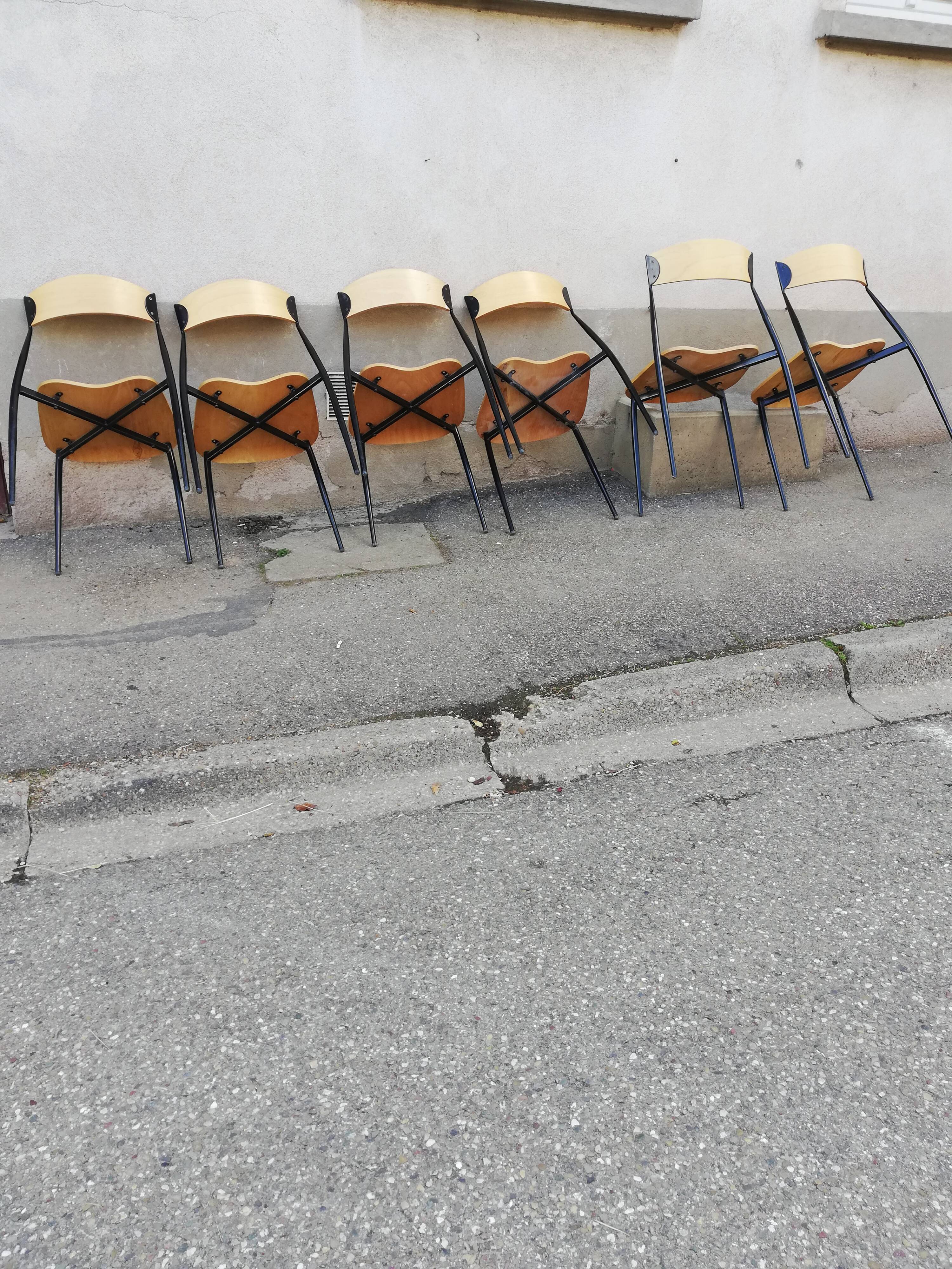 Set de 6 chaises vintage métal et bois