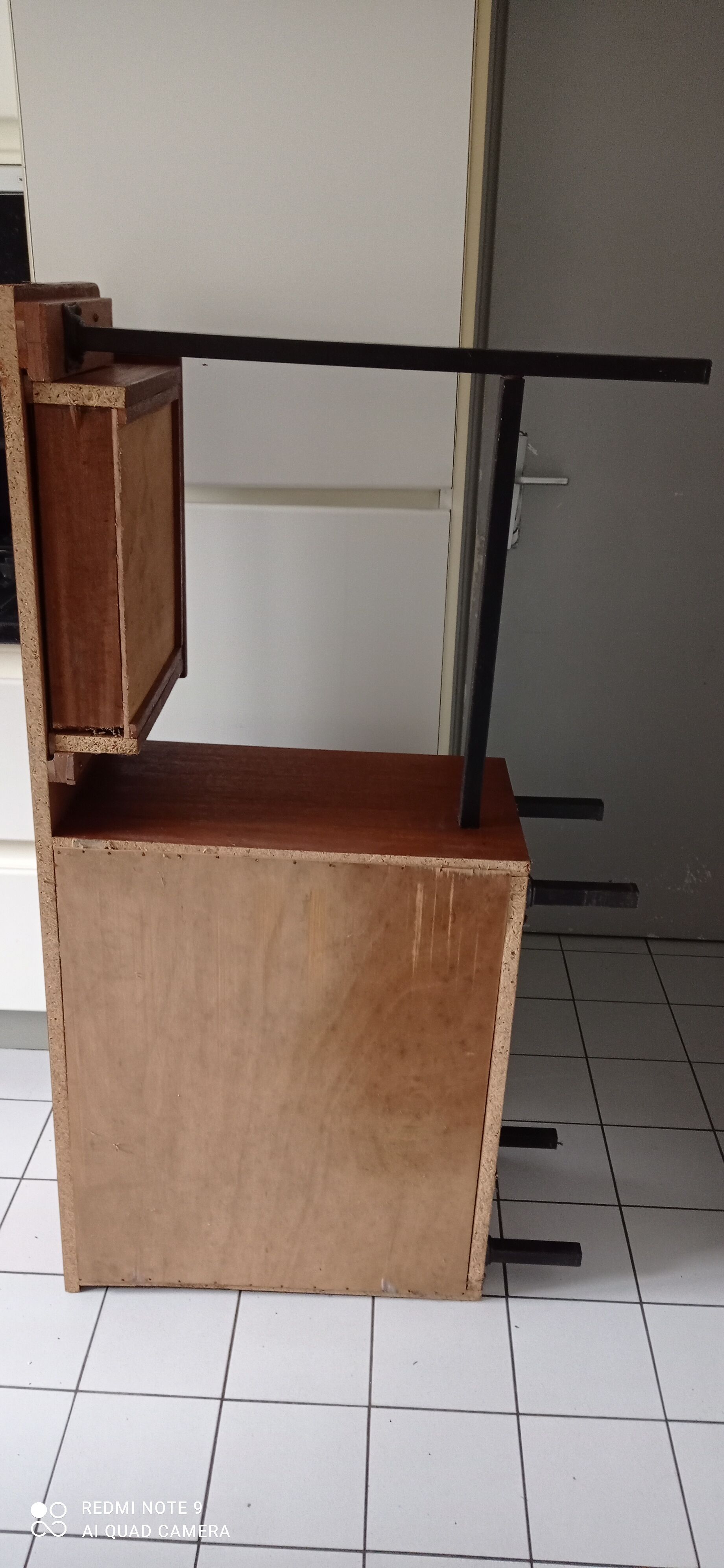 Old desk wood Scandinavian metal structure
