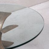 Bronze and glass belgium mid-century coffee table